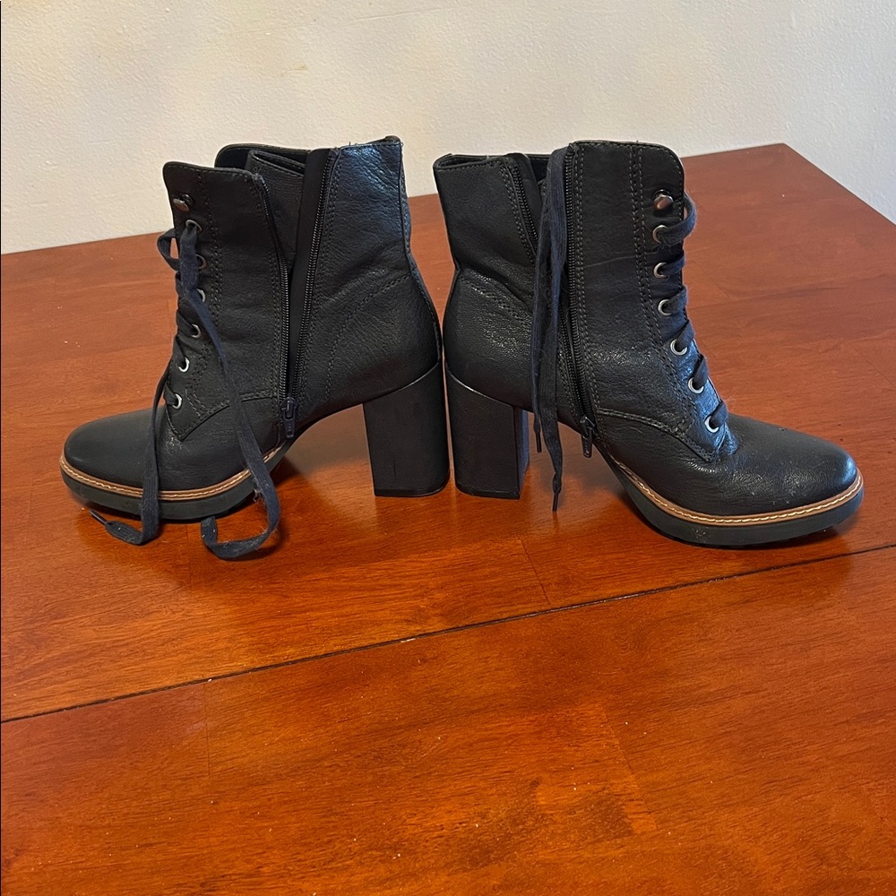 Naturalizer Black Lace-Up Ankle Boots - Picture 2 of 6